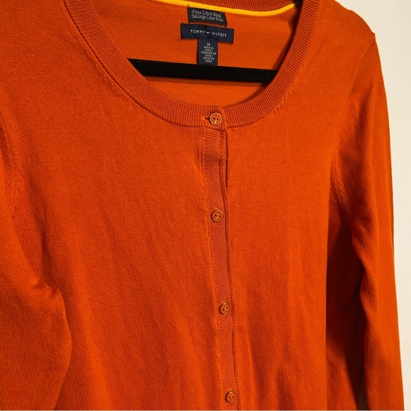 ☁️ Tommy Hilfiger/ Pima cotton orange full button cardigan - Picture 8 of 10